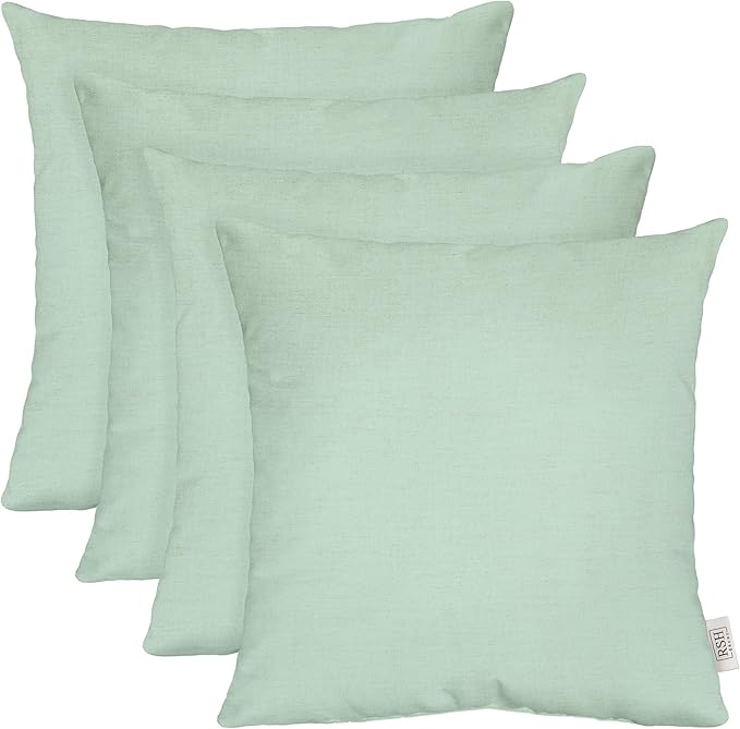 RSH DECOR: Sunbrella Square Throw Pillows Set of 4 | 17" x 17" | Water and Fade-Resistant Performance Fabric | Outdoor Pillow Covers with Down-Alternative Inserts | Canvas Spa