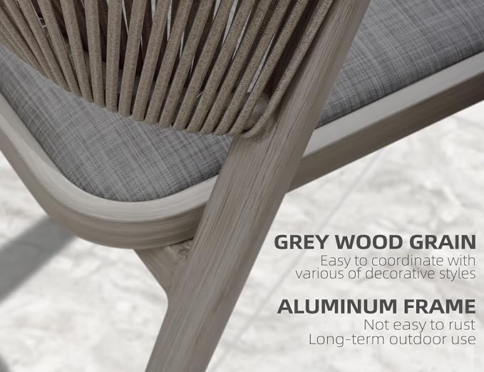 PURPLE LEAF 5 Pieces Outdoor Dining Set All-Weather Wicker Outdoor Patio Furniture with Table All Aluminum Frame for Lawn Garden Backyard Deck Patio Dining Set with Cushions, Grey