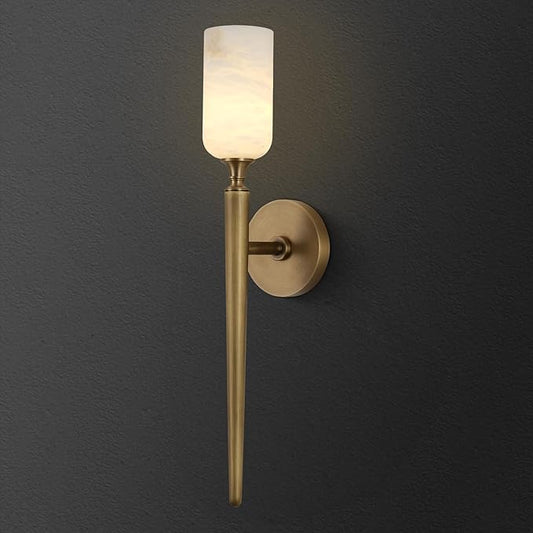 Alabaster Wall Sconce 22in Antique Brass Sconces Wall Lighting, Imported in Spain Natural Alabaster, Bathroom Sconce Gold Sconces Wall Decor, for Living Room Dining Room Hallway Bedside Staircase