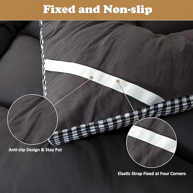 Thick Mattress Topper Twin Size - Non-Slip Mattress Pad Cover for Back Pain Breathable Folding Sleeping Pad Machine Washable Mattress Protector (39x75 inch,Black)