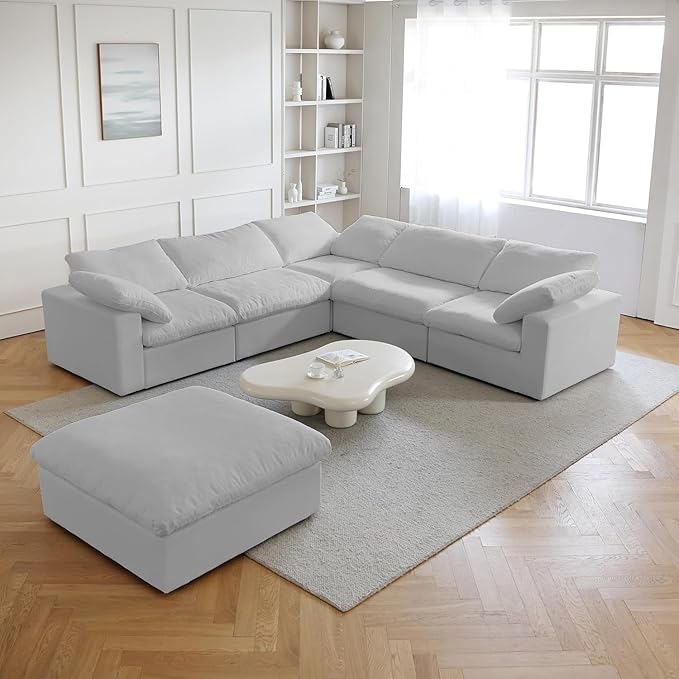 JACH Ottoman Module for Living Room, Cushion Covers Removable, Modern Minimalist Breathable Ottomanes Footstools for Living Room Apartment (Gray), Grey