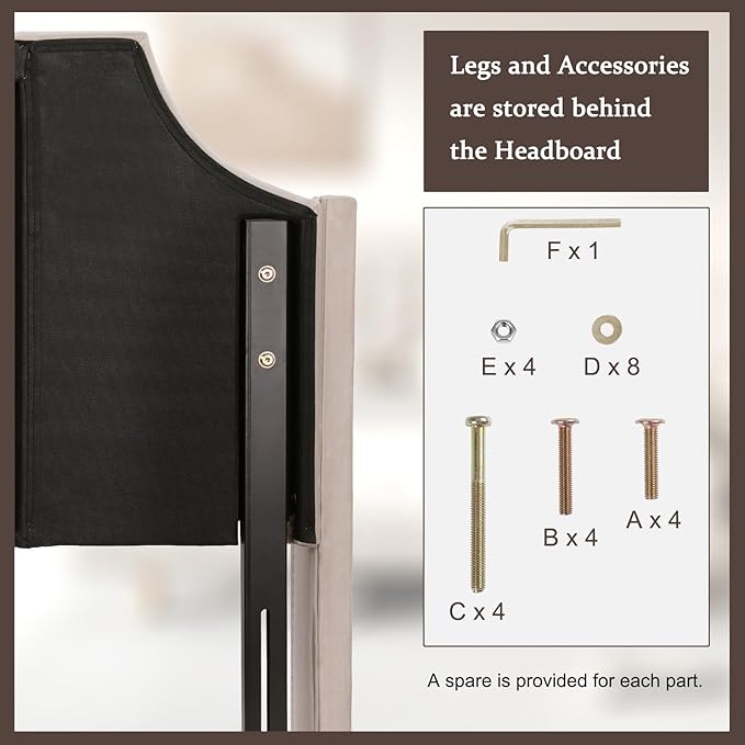 Lucky Monet Luxurious Headboard Only Queen Size with Wingback, Velvet Upholstered Tufted Headboard with Nailhead Decor for Bed, Adjustable Height Curved Head Board Vertical Channel Design (Beige)