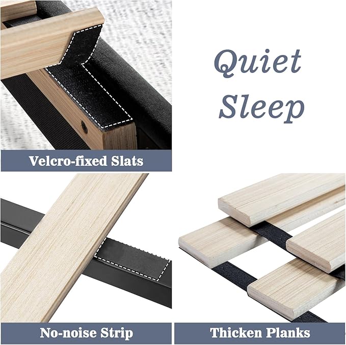 Allewie Queen Bed Frame/Velvet Upholstered Bed Frame with Vertical Channel Tufted Headboard/Strong Wooden Slats/Platform Bed Frame/Mattress Foundation/Box Spring Optional/Easy Assembly/Black