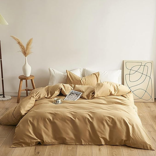 Luxlovery Champagne Beige Comforter Set King Light Champagne Bedding Comforter Set Dark Beige Solid Soft Breathable Blanket Quilts 3 Piece Taupe King Size Bedding Set