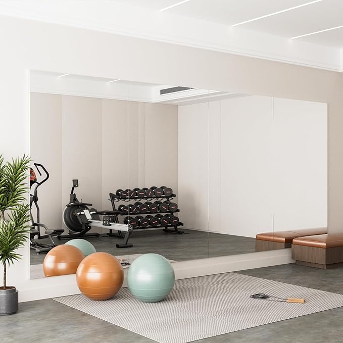 2PCS 71" X 24" Gym Mirror - Full Length Wall Mirror for Gyms, Dance Studios, Home and Yoga - Easy Installation, Ultra Light Shatterproof Nano Miorror Reduces 60% Commercial Insurance Costs, 5LB Each