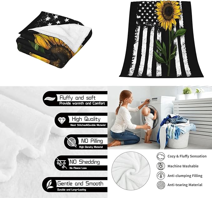 Sunflower Gifts Blankets for Women, Sunflower Throw Blankets for Womens, Fleece Throw Blankets 50x60 in, Gifts for My Wife Girlfriend Mom Birthday (Sunflower Throw Blankets, 60"×50“)