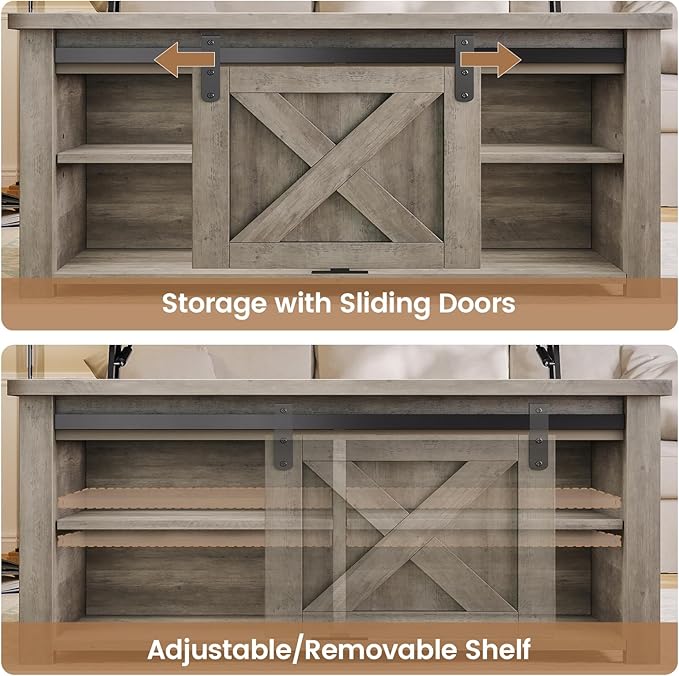 SEDETA 31.5" Lift Top Coffee Table with Storage, Square Coffee Tables for Living Room, Farmhouse Coffee Table with Large Hidden Storage Compartment and Adjustable Shelves, Grey