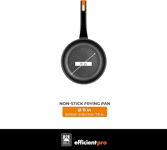 BRA COOKWARE Efficient Pro 12 Piece Cookware Set | Cast Aluminum Kitchenware Set | 2 Pots, 1 Sauté Pan, 3 Frying Pans, 1 Saucepan, 1 Grill, 4 Lids | Non-Stick | All Stovetops Compatible | PFOA Free