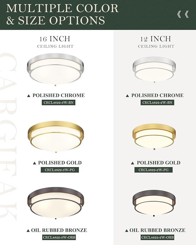 16 inch Close to Ceiling Light Fixtures, Brushed Nickel Farmhouse Ceiling Light with 3 Light for Laundry Kitchen Bedroom Bathroom, CL4822-3W-BN