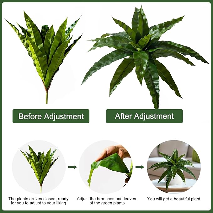 4 Pcs Artificial Greenery Stems Dracaena Faux Branches Artificial Plants Realistic Fake Dracaena Greenery Realistic Plants for Indoor Outdoor Porch Patio Home Office Living Room Decor (Green)