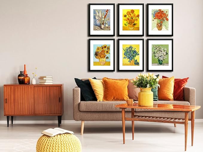 11x14 Picture Frame Set of 6 with Real Glass for Pictures 8x10 with Mat or 11x14 Without Mat, Wall Gallery or Tabletop display Photo Frames in Black