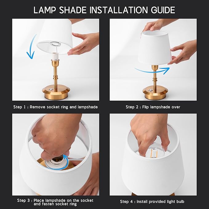 Mini – Cordless LED Table Lamp with Dimmer, Built-in Rechargeable Battery, 3-Level Brightness, Patio Table Lamp, Bedside Night Lamp, Ambient Light for Restaurant(Antique Brass)