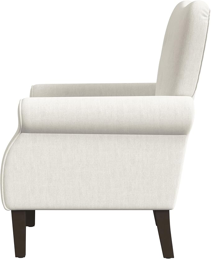 HomePop Home Decor | Upholstered Rolled Arm Accent Chair | Accent Chairs for Living Room & Bedroom | Decorative Home Furniture - Cream Solid Woven