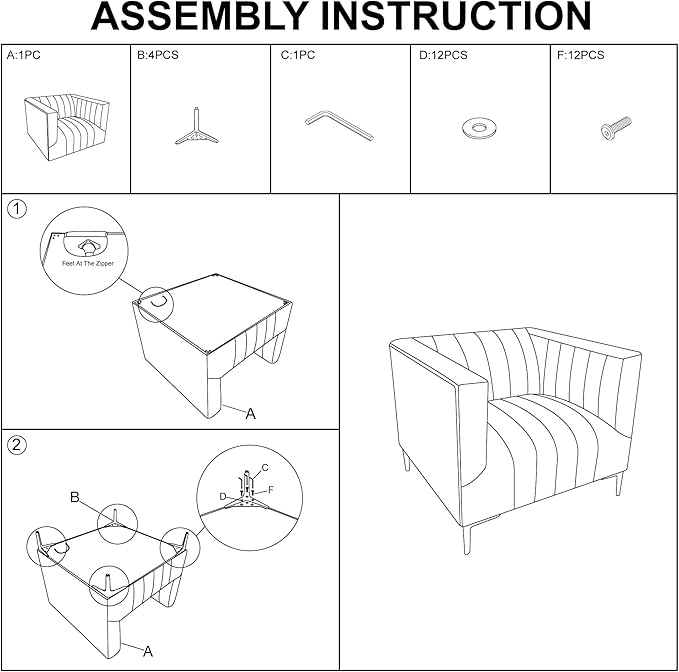 Get Set Style Modern Accent Single Sofa Chair with Arms,Tufted Boucle Upholstered Comfy Reading Sofa Chair with Arm,Thick Seat Cushion Chair for Living Room Bedroom Study Studio Lounge, Champion