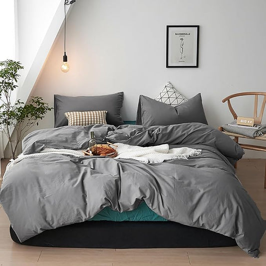 Grey Comforter Sets Full Size Dark Grey Bedding Comforter Set Full Charcoal Gray Quilts Blanket Modern Solid 3PCS Smoke Gray Bedding Comforter Set for Men Boys Adults Full Bed
