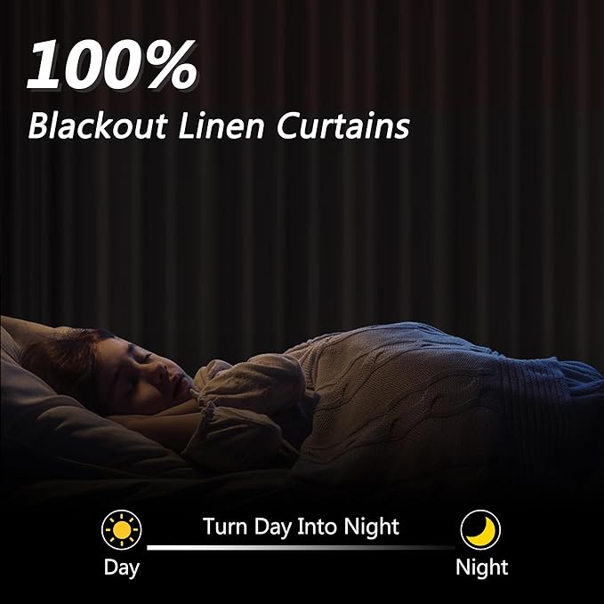 Sage Green Linen Blackout Curtains 108 Inch Length 2 Panels Set for Living Room Bedroom Back Tab Thermal Insulated 100% Black Out Linen Drapes Room Darkening Window Curtains 108 Inches Long