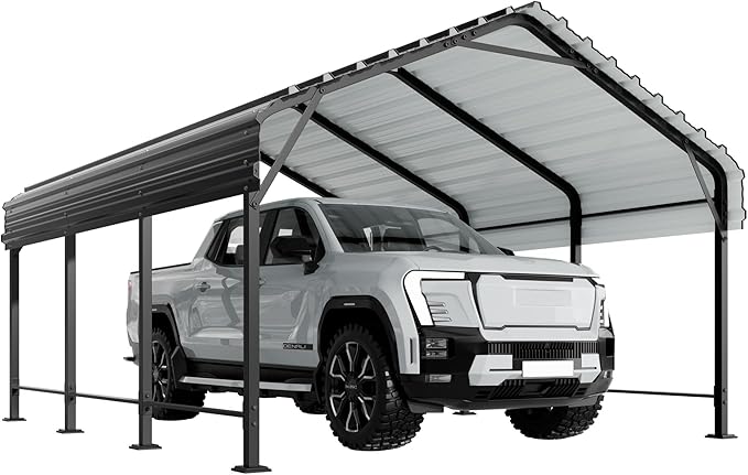 Shintenchi 12x15 FT Metal Carport, Oversized Carport Garage with Enhanced Base, Outdoor Galvanized Car Shelter, Heavy Duty Carports Canopy, for Car, Boats and Tractors