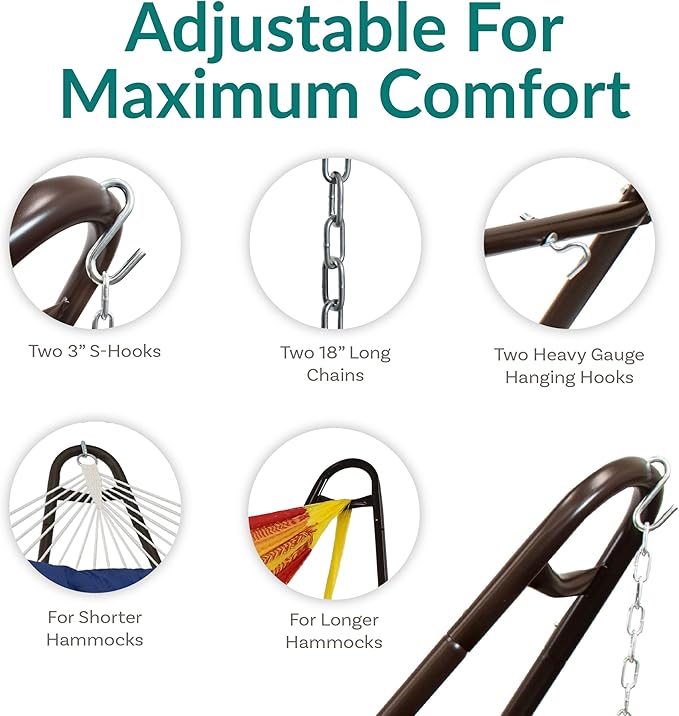 Sunnydaze Universal Double Hammock Stand Only - 550-Pound Capacity - Heavy-Duty Hammock Stand for Outside - Fits 9 to 14 Foot Hammocks - Bronze