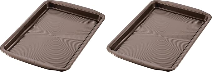 Circulon Nonstick Bakeware, Nonstick Cookie Sheet/Baking Sheet - 10 Inch x 15 Inch, Chocolate Brown (Pack of 2)