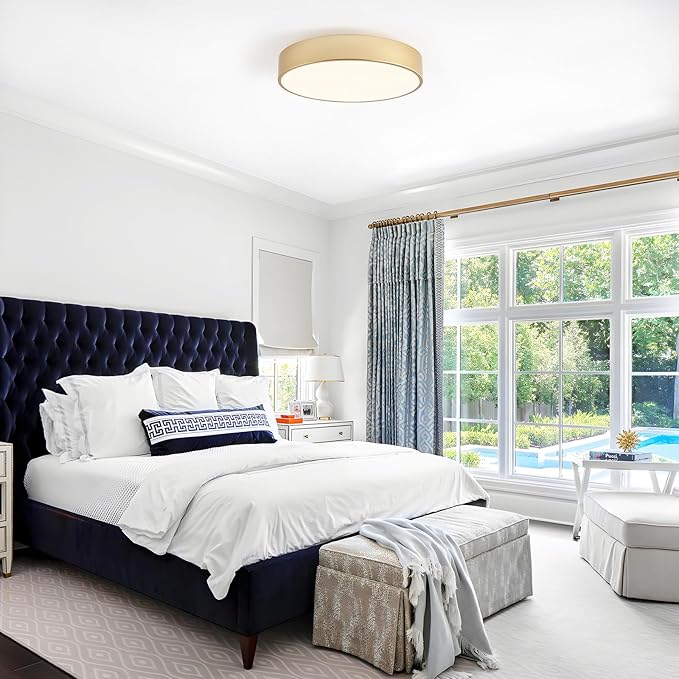 Modern Flush Mount Ceiling Light, 3-Lights Gold Ceiling Light, Minimalistic Ceiling Lamp Acrylic Shade Lighting Fixture for Bedroom Laundry Room Bathroom Hallway(15.8 Inch)