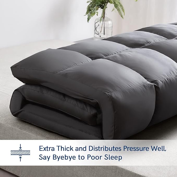 ELEMUSE King Grey Mattress Topper for Back Pain, Extra Thick Mattress Pad Cover, Plush Soft Pillowtop with Elastic Deep Pocket, Overfilled Down Alternative Filling