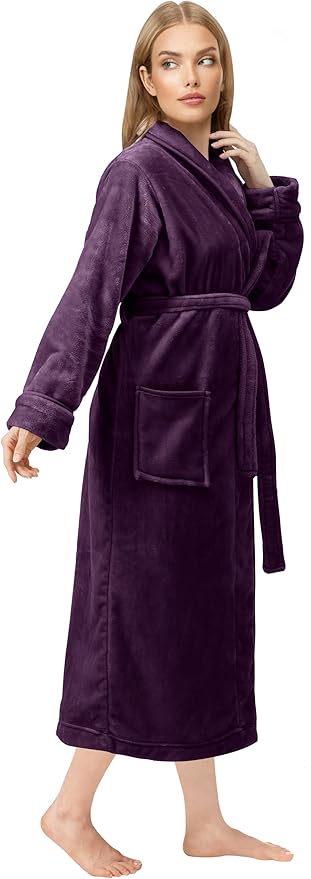 NY Threads Premium Womens Robe, Plush Fleece Long Bath Robe for Women, Fluffy Soft Women's Bathrobe