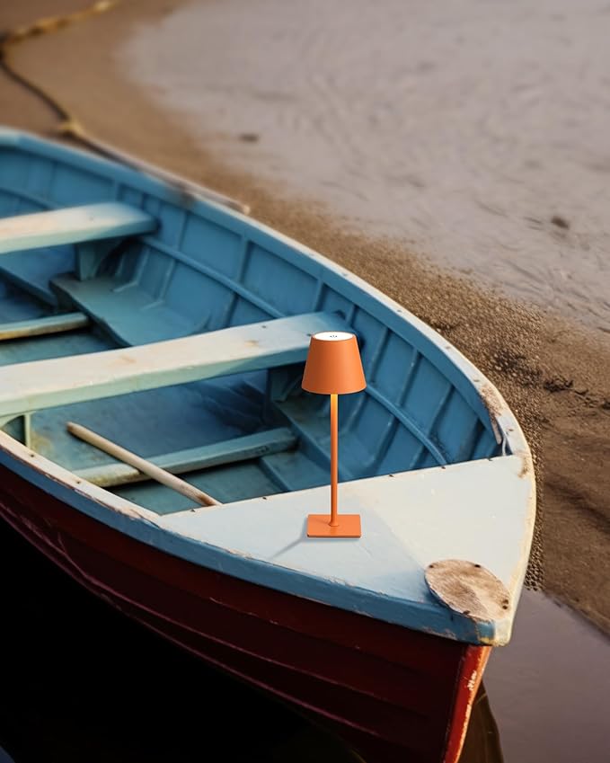 KDG 2 Pack Cordless Table Lamp,Portable LED Desk Lamp, 4000mAh Battery Operated, 3 Color Stepless Dimming Up, for Restaurant/Bedroom/Bars/Outdoor Party/Camping/Coffee Shop Night Light(Orange)