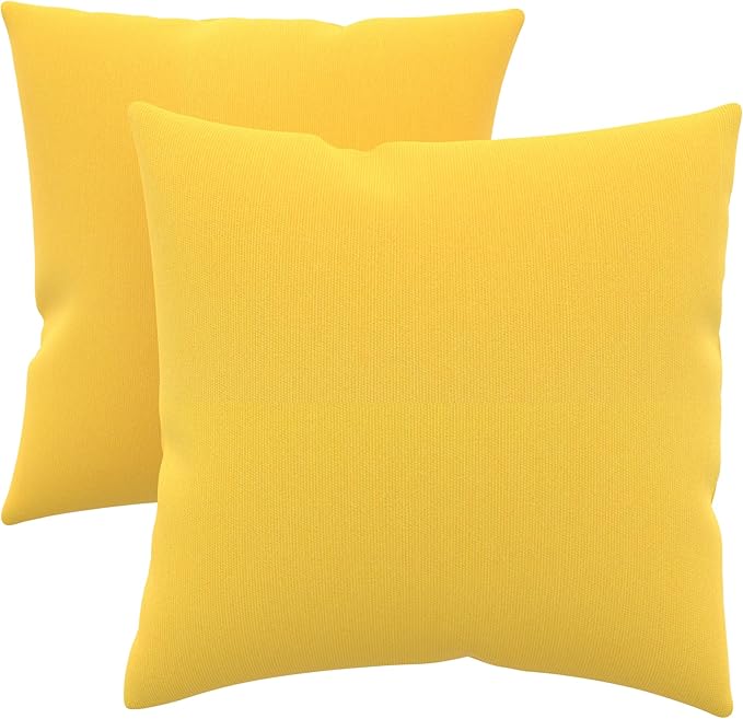Covers & All Sunbrella Outdoor Throw Pillows, Pack of 2 Water Resistant & UV Fade Resistant Premium Square Throw Pillows (Inserts with Covers) for Indoor & Outdoor Use,18" x 18" Canvas Sunflower