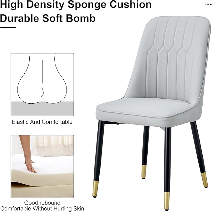 45 Inch Round Dining Table Set for 4, 5 Piece Kitchen Table and Chairs Set, White Faux Marble Table Top, Small Space Dining Set for Apartment or Dining Room