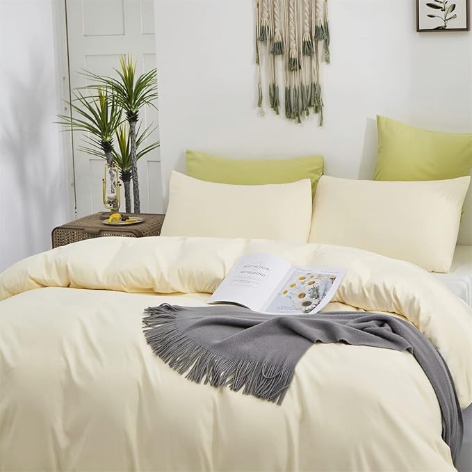 Cottonight Ivory Comforter Set Queen Beige White Bedding Comforter Set Full Off White Solid Blanket Quilts Cotton Modern Soft Breathable Modern Simple Ivory Bedding Set for Women Men Queen Bed