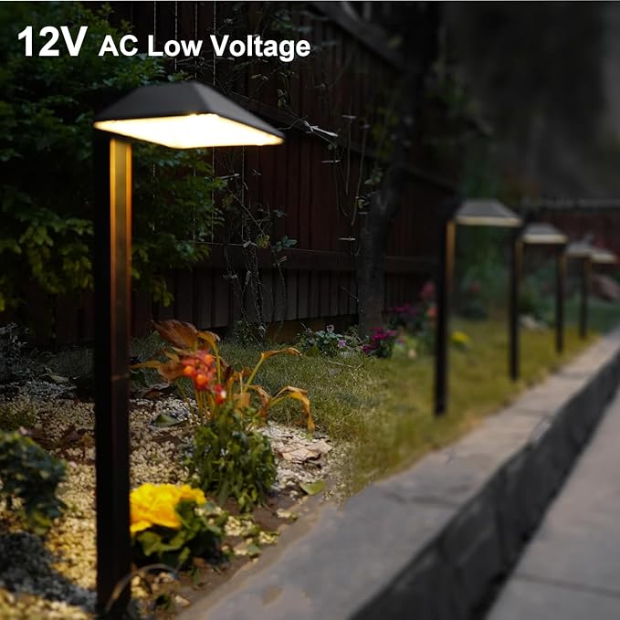 GOODSMANN Low Voltage Landscape Lights - Wired Outdoor Pathway Lights, 0.7W LED, 100 Lumen, Oil Rubbed Bronze Finish, Warm White, Metal Stakes