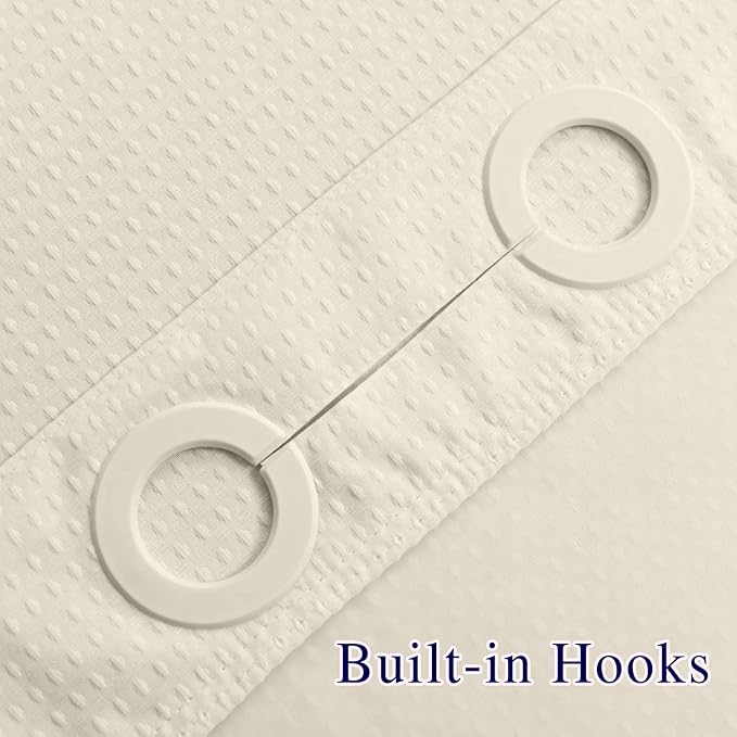 No Hooks Required Waffle Weave Shower Curtain with Snap in Liner-Hotel Grade Waterproof & Mesh Top Window Spa Like Bath Curtain Machine Washable Heavy Duty 71Wx74L(Beige)