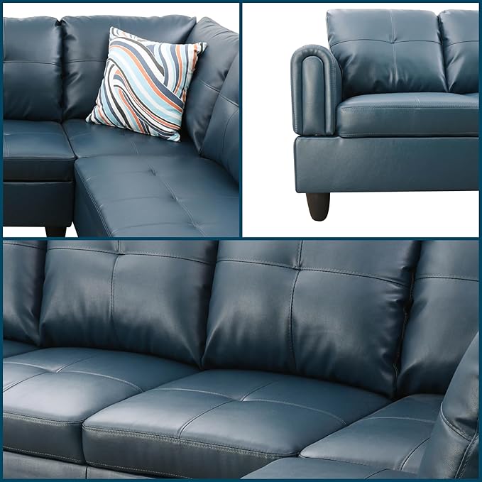 L Shaped Couch, Modular Sectional Sofa with Chaise, Modern Modular Sofas Furniture Sofa Couches for Living Room/Apartment/Office/Bedroom, Dark Grey Blue