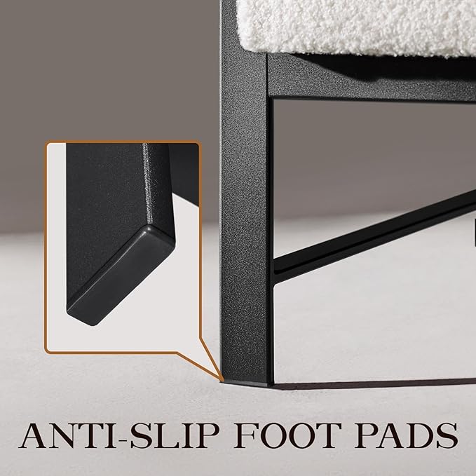 Yaheetech Teddy Boucle Fabric Armchair, Retro Leisure Accent Chair with Extra Soft Padded and Cushion, Modern Reading Arm Chair with Black Metal Frame for Living Room/Office/Bedroom/Study, Ivory, 2PC