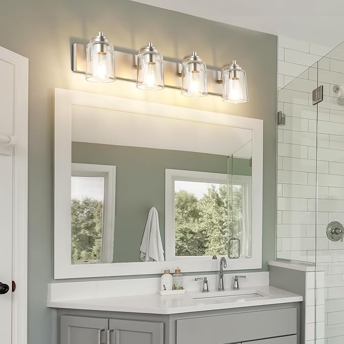 Solfart Brushed Nickel Bathroom Vanity Light Fixture 4 Lights Above Mirror