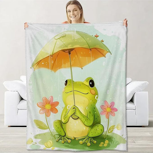Frog Blanket for Women Men Adults, Flannel Frog Blankets Gifts, Cute Frog Throw Blanket for Sofa Couch Bed Living Room Soft Warm Cozy Frog Decor 60" x 80"