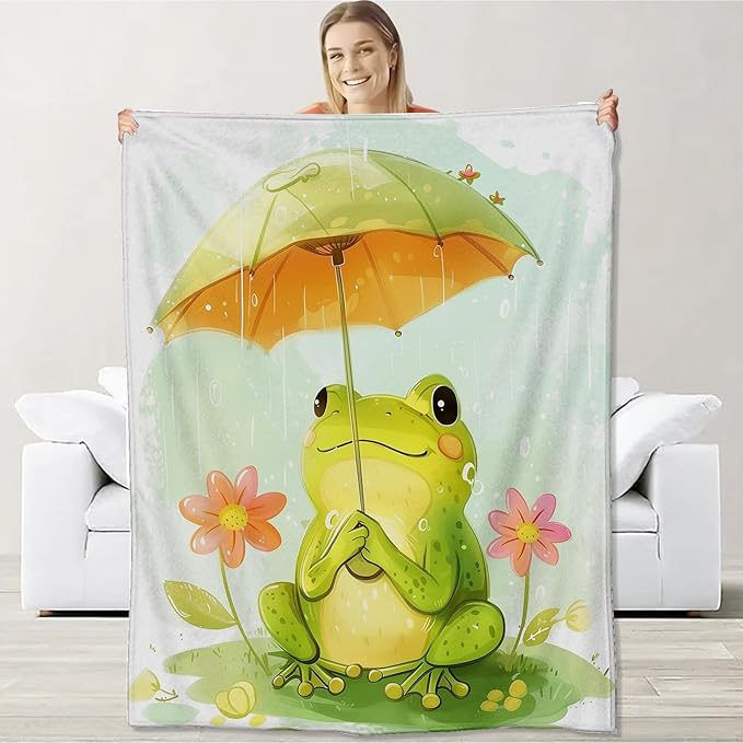 Frog Blanket for Women Men Adults, Flannel Frog Blankets Gifts, Cute Frog Throw Blanket for Sofa Couch Bed Living Room Soft Warm Cozy Frog Decor 40"" x 50""