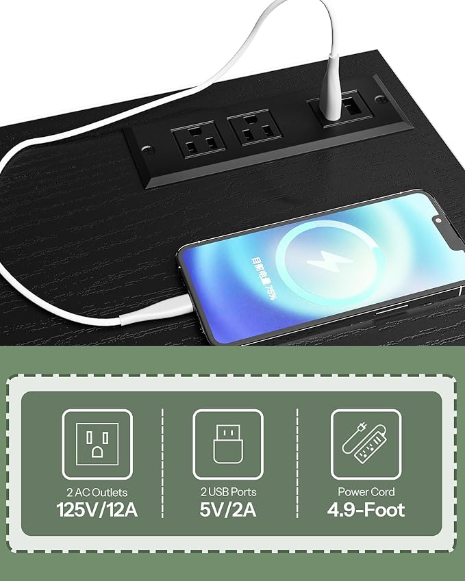 TV Stand with Power Outlets 55 65 inch, Modern Entertainment Center with Multi-Color LED Light, Media TV Console with Adjustable Glass Shelves for Living Room Black MDS01UDBB