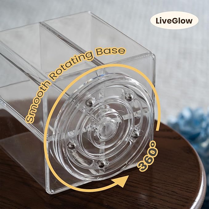 Clear Makeup Brush Holder,Acrylic Rotating 360°Makeup Brush Organizer,Pen holder with 4 Grids,Makeup Holder for Courtup,Containers for Desk