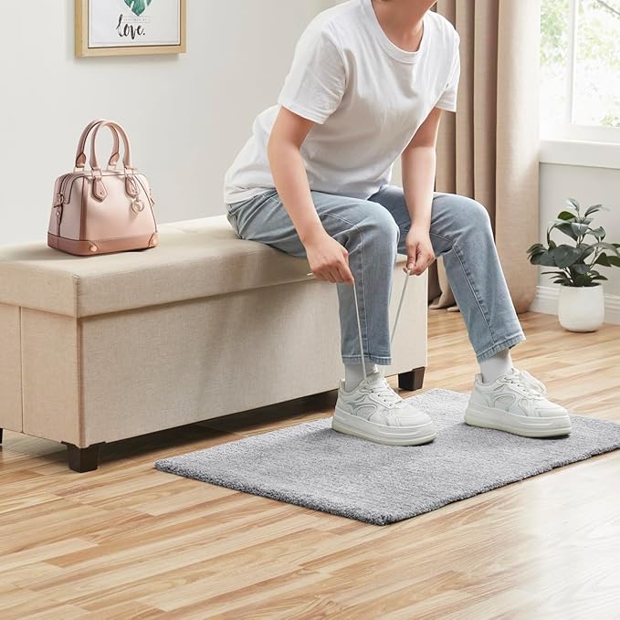 Ornavo Home 43 Inch Storage Ottoman, Large Storage Bench, Ottoman with Storage with Legs, Foot Rest Stool, Bedroom Bench - Beige