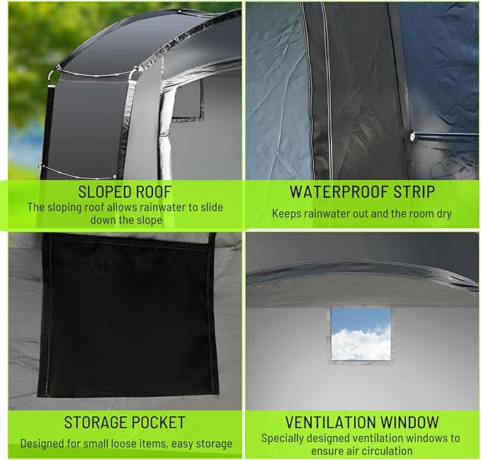 Bike Storage Tent Sheds, Waterproof Storage, 7.22 * 4.92 * 6ft Bicycle Shed Tent, Outdoor Shelter with Carry Bag for Motorcycle, Garden Tool, Outdoor Activities - L