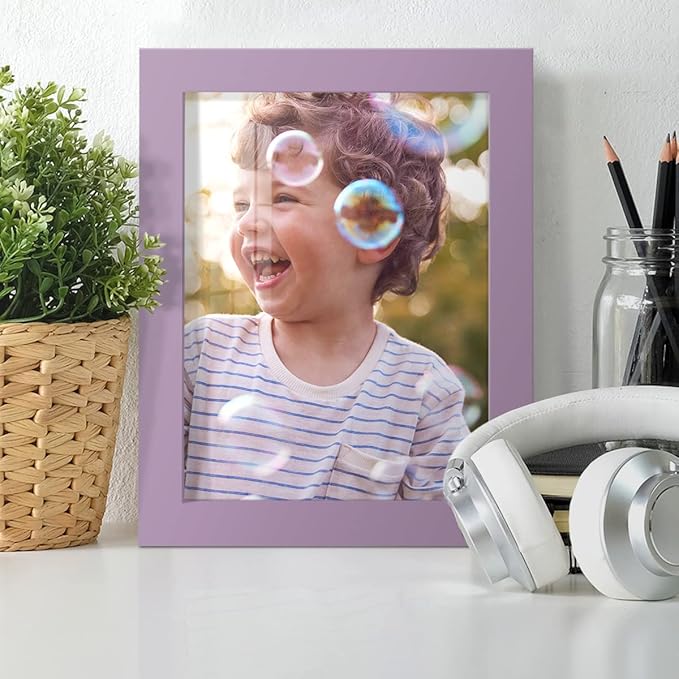 Renditions Gallery 6x8 inch Picture Frame High-end Modern Style, Made of Solid Wood and High Definition Glass Ready for Wall and Tabletop Photo Display, Violet Frame