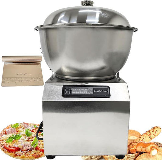 Stainless Steel Dough Mixer Machine Detachable Basin Type Dough Mixing Machine 8KG Capacity 110V Bidirectional Rotation Flour Mixer with Timing Function Suitable for Household Commercial Use