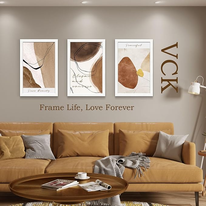 VCK 14x22 Picture Frame Set of 2, Exclusive White Woodgrain, Solid Wood Poster Frames - Wall Hanging