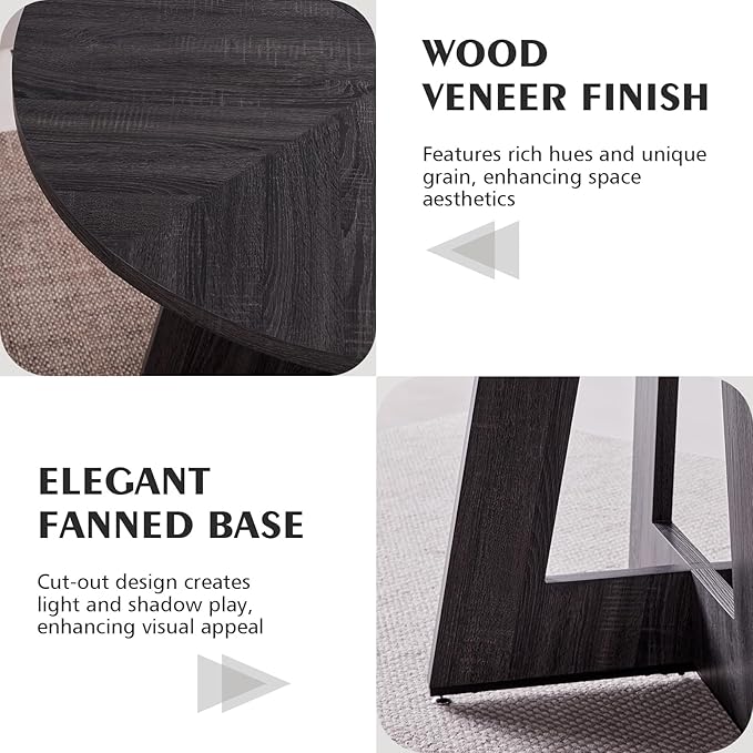 47" Round Dining Room Table Set for 4, [Fanned Base] [1.38" Thick Top] Wood Kitchen Table with 4 Boucle Dining Chairs