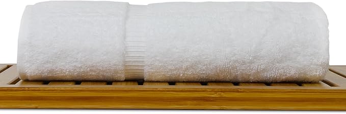 Bare Cotton Luxury Hotel & Spa Towel 100% Genuine Turkish Bath Towels Dobby Border, White, Set of 4