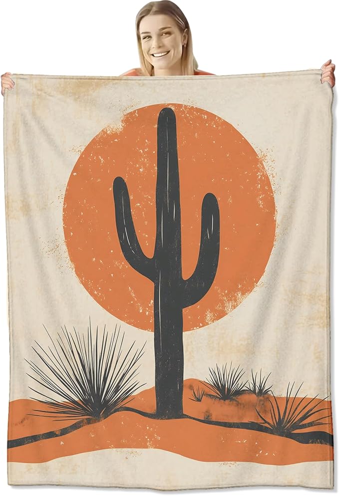 Cactus Blanket for Women Adults, Flannel Cactus Blankets Gifts, Cactus Throw Blanket for Sofa Bed Living Room Soft Warm Cozy Cactus Decor 50" x 40"