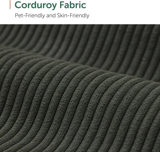 HONBAY Corduroy Modular Sectional Couch with Storage L-Shaped Sectional Couches for Living Room 6 Seater Modular Sofa, Green