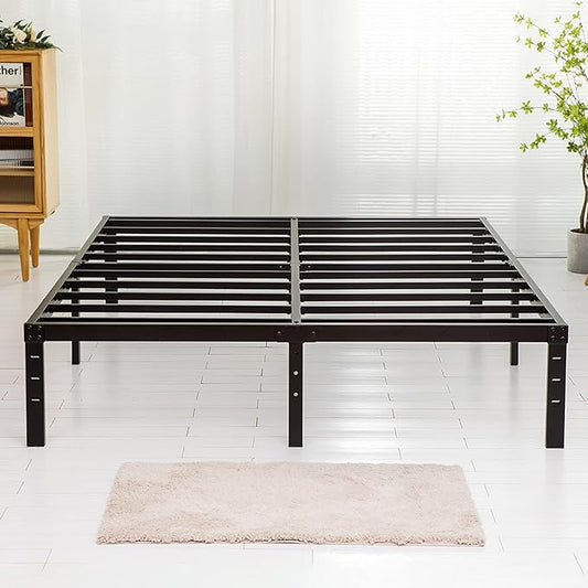 Full Size Bed Frame, Heavy Duty Metal Frames with Steel Slats Support, No Box Spring Needed, 14 Inch High Metal Platform Bed Frames with Storage, Non-Slip and Noise-Free
