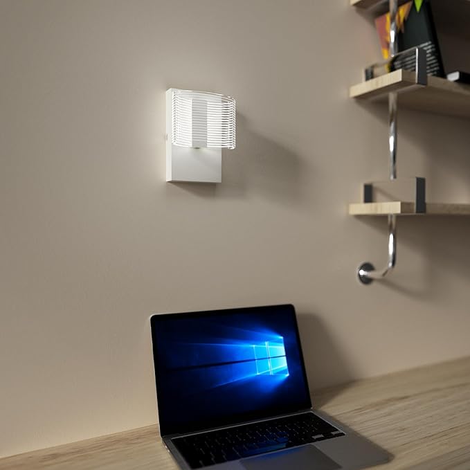 URSOLA Wall Sconce LED Wall Lamp with Oval Linear Sleek Lampshade 110 Volt Hardwired Wall Light 4000K Sconces Wall Lighting (White)